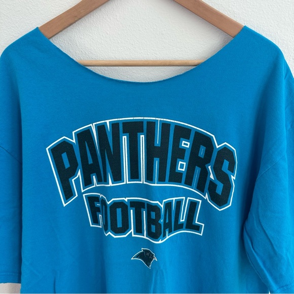 Carolina Panthers NFL Destroyed off the shoulder Tee - Picture 2 of 5